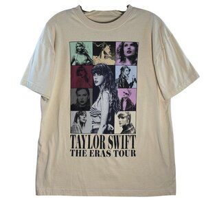Taylor Swift The Eras Tour Beige Graphic Tee M 100% Cotton Unisex Concert Tee